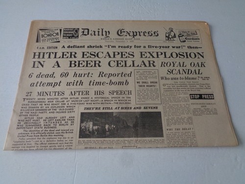 Ww2 wartime newspaper daily - wartime,