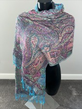 Women's Large Square Scarf Shawl Wrap Colourful Paisley Pattern Pashmina Scarf