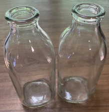 2 One Quart Glass Milk Bottles