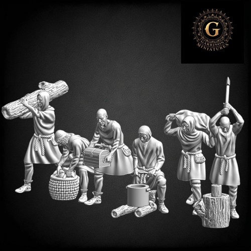 Medieval workers set 28mm - medieval,