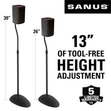 Sanus HTB3 Black Pair Adjustable Speaker Stands for Satellite Speakers of 1.8 kg