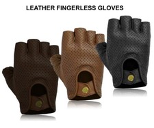 Leather fingerless gloves - leather,