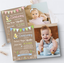 Personalised Winnie The Pooh Christening Invitations Baptism Photo Invites x10