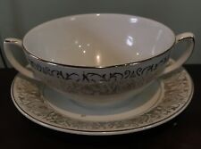 Grindley England Teacup & Saucer Gold Rim Satin White Ironstone Staffordshire