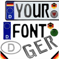 3D Germany Black Carbon Gel Number Plate Domed digits characters stickers German