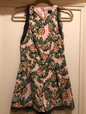 Topshop Pink Floral Playsuit With Lace Edge Size 6 NEW