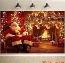 Large Traditional Father Christmas Banner Backdrop Party Decoration Wall Hanging