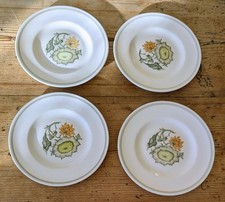 Vintage Set 4 1960s Susie Cooper C2002 Sunflower Bone China Tea Plates 6.5in. D.