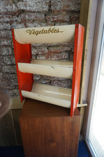 Vintage Original 1950/60's Rustic Red & Cream Metal 3 Tier 'Vegetable' Rack.