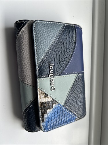 Desigual patchwork blue wallet - blue,