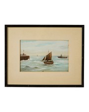 Naive Antique Seascape - Oil