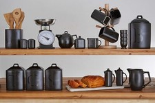 Black Ceramic Text Jars Tea