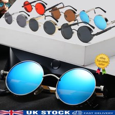 Retro Round Lens Polarized Sunglasses Mens Womens Driving Gothic Punk Glasses UK
