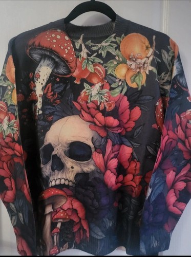 Gothic botanical skull jumper - gothic,