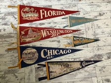 6 Rare 60”s Vintage Felt Pennants Florida Chicago Canada NYC  United Nations 