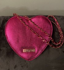 NEW SPECTRUM Hot Pink & Red Heart Shaped Crossbody Chain Link Bag Handbag