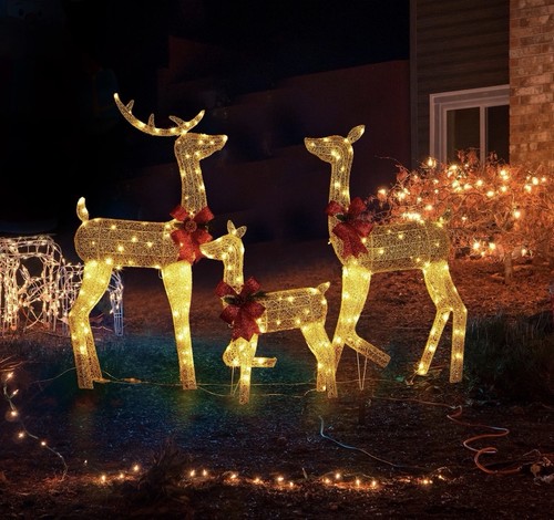 3pc lighted christmas reindeer - 3pc,