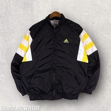 Vintage adidas windbreaker men’s large black yellow 90s shellsuit festival light