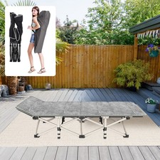 Portable Ultralight Foldable Single Camping Bed Outdoor Assisted Recliner W/Matt