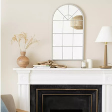 Habitat Windowpane Arch Wall Mirror Grey Metal Frame 70x40cm Wall Mount -New