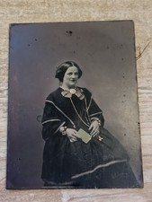 Victorian Uncased Ambrotype Seated Young Lady 106mm x 84mm
