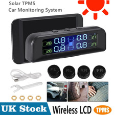 Wireless Solar TPMS LCD Car Tire Pressure Monitoring System 4 External Sensors