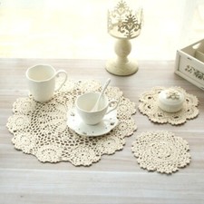 Lace Doily Cotton Placemats Table Runner Crochet Table Mats Vintage Lace-Doilies
