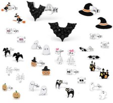 Boys Girls Ladies Sterling Silver HALLOWEEN Earrings Single or Pair 925 Ghost