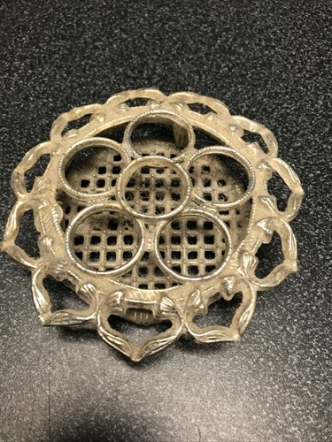 Vintage round silver metal