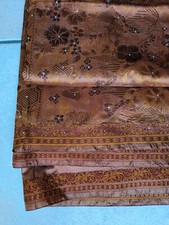 Cashmere Silk Sari Material with Cristal, Gold Brown, length 600cm, width 110cm 