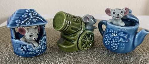 Ceramic mouse ornaments set - ornaments,
