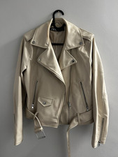 Zara Cream Faux Leather Jacket Large