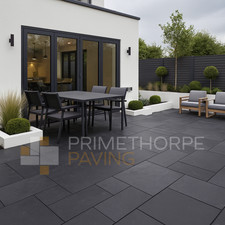 Black Limestone Natural Stone Garden Patio Paving Slabs Mixed Sizes Sawn Edge