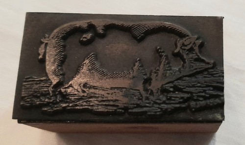 Vintage wooden pig - pig, printing