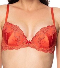 Lise Charmel Lingerie Splendeur Silk Contour Bra Tropical Orange Sz 32E Petites