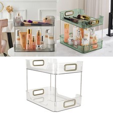 Desktop Makeup Storage Display Rack Organizer 2 Tier Cosmetic Shelf Case Plastic