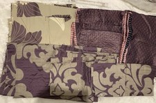 Purple Fabric bundle mixed material off cuts remnants craft patchwork scraps