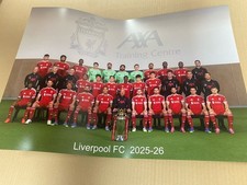 LFC Liverpool A2 Squad poster 2025/26 With Premier League Trophy 24/25