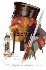 WW1 Paris Color  German Bavarian Soldier  Caricature Printed postcard