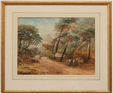 Framed 19th Century Watercolour - Gypsy Encampment