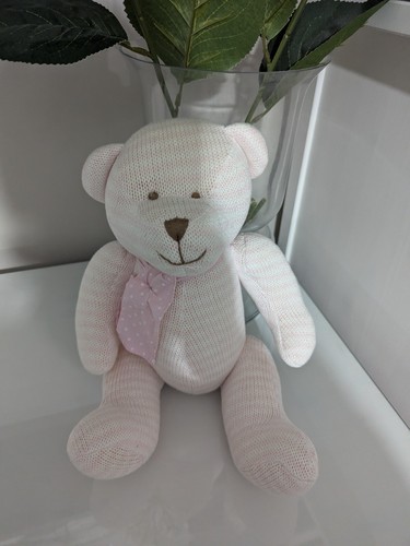 Pink soft toy knitted - toy, bear