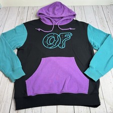Odd Future OFWGKTA Colorblock Hooded Sweatshirt Hoodie Mens Medium Black Purple