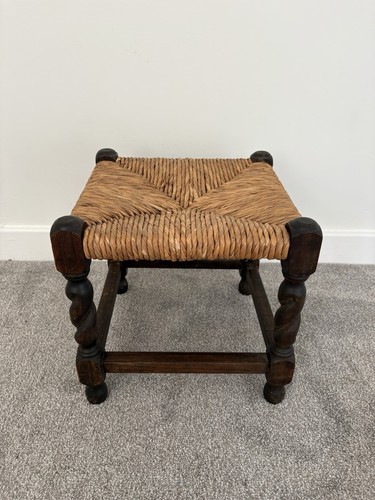 Vintage wooden rush woven seat - vintage,
