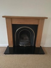 Solid Oak Wood Fire Surround Contemporary Design Excellent Condition