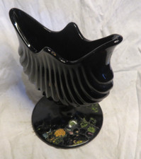 Vtg Black Amethyst Glass fan