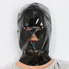 Unisex Adults Latex Hood Mask Full Cover Back Zipper Headgear Open Eyes Mouth