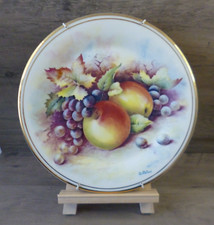 Edwardian Fine Boned China Plate 10.5" Plate Signed D Wallace Fruit Gold Trim UK