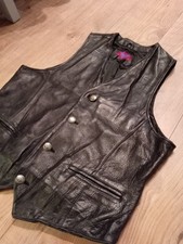 Vintage Verducci Leather Vest Waistcoat Biker Motorcycle Western 80s 90s Size L