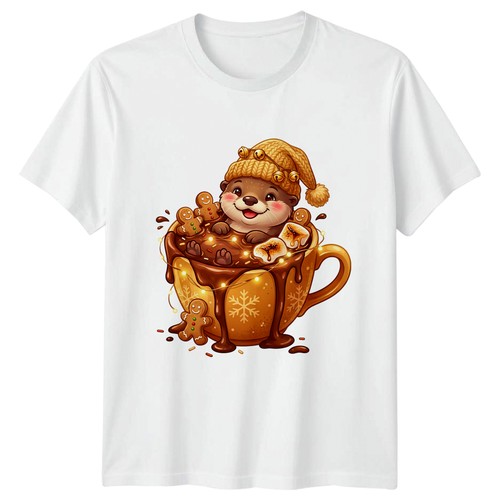 Cute christmas otter - cute, t-shirt