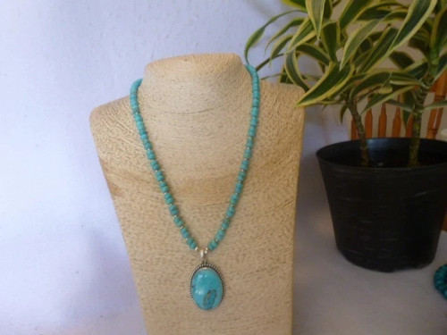 Turquoise pendant and necklace - turquoise,